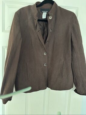 Jones New York Brown Silk Button-Front Women's Jacket